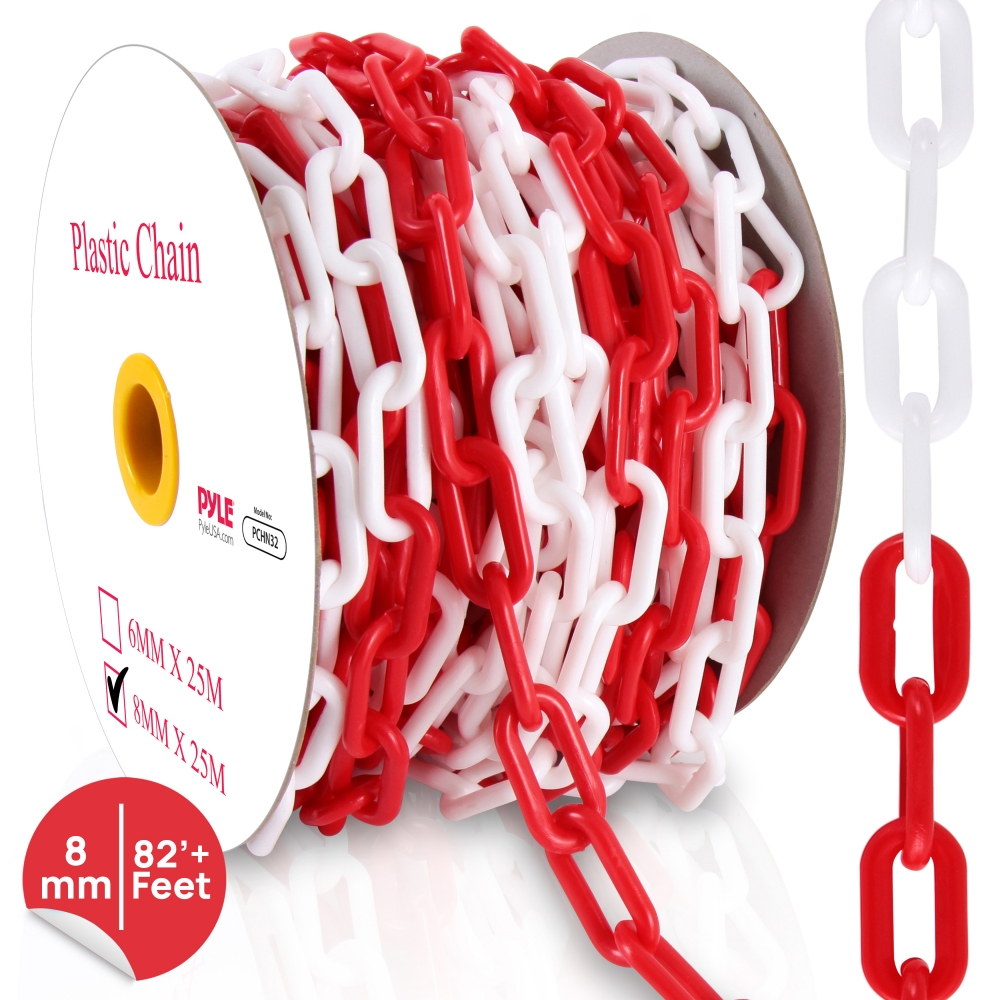 PCH-6x25.0 Catena di plastica rossa e bianca 6 mm, lunghezza 25 metri ::  Security & Safety