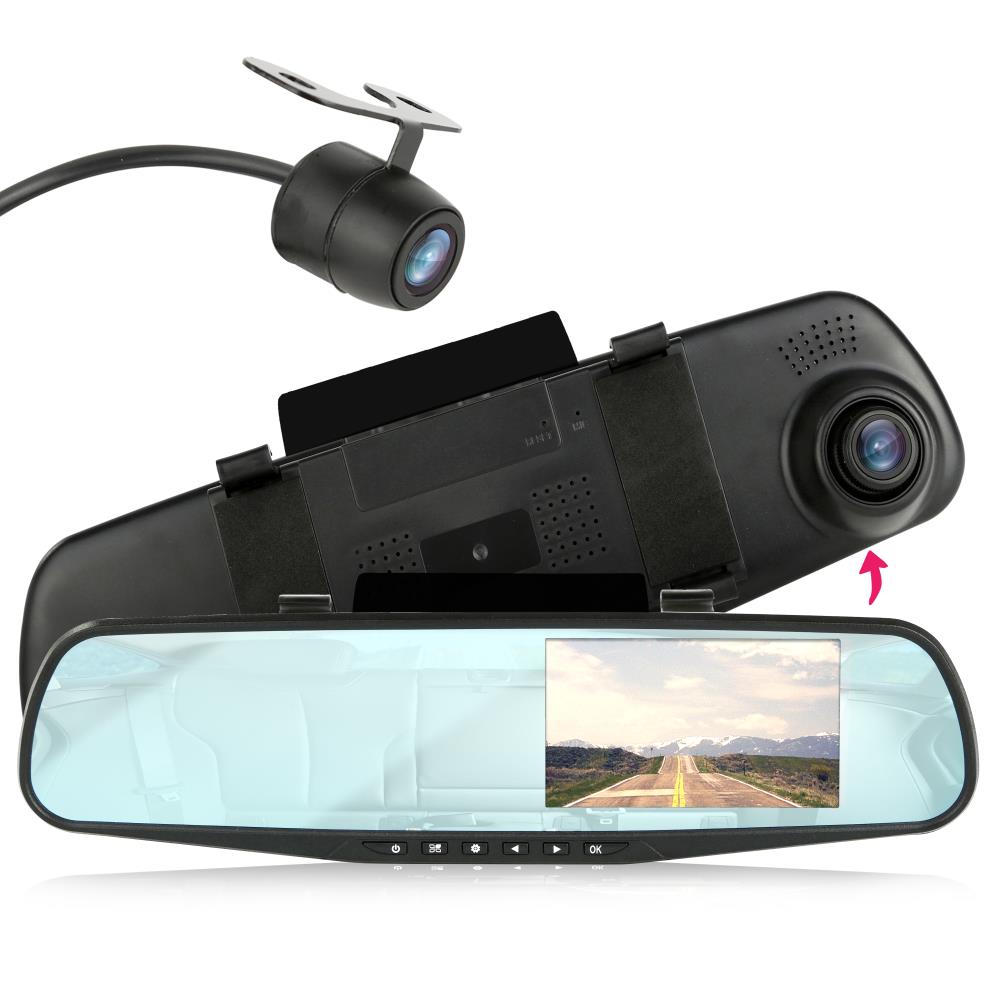 Pyle 2.7'' Dash Cam Rearview Mirror - Digital Screen w/ Rear & Front View  Camera DVR G-Sensor GPS Navigation & Rechargeable Battery - Pyle  PLDVRCAMG37