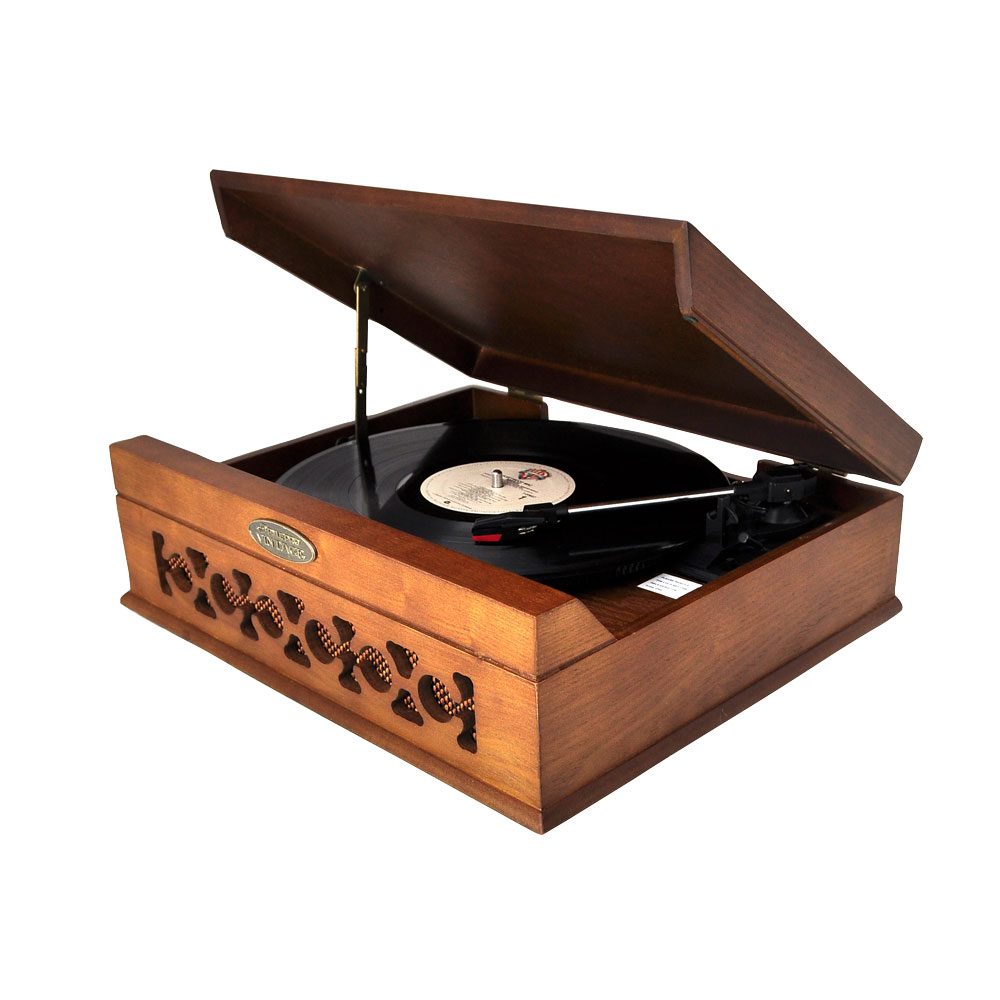 a phonograph turntable rotating at 33 rpm