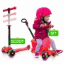 Pyle - HUKS93R , Sports and Outdoors , Kids Toy Scooters , ScootKid 3-Wheel Kids Scooter - Child & Toddler Toy Scooter with Built-in LED Wheel Lights, Storage Box Comfort Seat, Adult Push-Bar Safety Handle (Ages 1-5 Years)