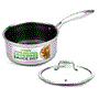 Pyle - NC3PSP , Kitchen & Cooking , Cookware & Bakeware , Sauce Pot with Glass Lid - TriPly Stainless Steel Cookware, DAKIN Etching Non-Stick Coating Inside and Outside