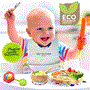 Pyle - NCBPS21.5 , Baby , Stars Bamboo Dinnerware Set with Silicone Suction and Bibs for Kids