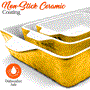 Pyle - NCCREX62 , Kitchen & Cooking , Cookware & Bakeware , 3-Pcs. Rectangular Ceramic Bakeware Set - Durable Baking Dishes Set, Odor-Free Hybrid Ceramic Non-stick Baking Pans, Dishwasher Safe (Yellow)