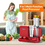 Pyle - NCFPRED.5 , Kitchen & Cooking , Blenders & Food Processors , Multifunction Food Processor - Ultra Quiet Powerful Motor, Includes 6 Attachment Blades, Up to 2L Capacity (Red)