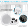 Pyle - PDICBT852RD , Sound and Recording , Home Speakers , Dual 8’’ Bluetooth Ceiling / Wall Speakers, 2-Way Flush Mount Home Speaker Pair, 250 Watt