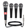 Pyle - PDMIC58X4 , Musical Instruments , Microphones - Headsets , Sound and Recording , Microphones - Headsets , 4 Pcs. Professional Moving Coil Microphone, Dynamic Handheld Mic with 15