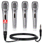 Pyle - PDMIK1X4 , Musical Instruments , Microphones - Headsets , Sound and Recording , Microphones - Headsets , 4 Pcs. Dynamic Microphone, Professional Moving Coil Handheld Mic with 6.5