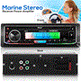 Pyle - CA-PLMRK47BK , On the Road , Headunits - Stereo Receivers , Marine Stereo Receiver Power Amplifier - AM/FM/MP3/USB/AUX/SD Card Reader Marine Stereo Receiver, Single DIN, 30 Preset Memory Stations, LCD Display with Remote Control