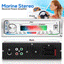 Pyle - CA-PLMRKT49WT.5 , On the Road , Headunits - Stereo Receivers , Marine Stereo Receiver Power Amplifier - AM/FM/MP3/USB/AUX/SD Card Reader Marine Stereo Receiver, Single DIN, 30 Preset Memory Stations, LCD Display with Remote Control