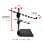 Pyle - PLPTS45 , Musical Instruments , Mounts - Stands - Holders , Sound and Recording , Mounts - Stands - Holders , Laptop, Mixer & Studio Equipment Stand Holder Tabletop Mount, Universal Dual Device Placement, Adjustable