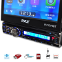 Pyle - PLTD79BT , On the Road , Headunits - Stereo Receivers , 7-inch Bluetooth Headunit Receiver, Built-in Mic for Hands-Free Call Answering, Touch Screen, Multimedia Disc Player, USB/SD Card Readers, AM/FM Radio, AUX Input, Single DIN