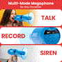 Pyle - PMP79WLTB.5 , Home and Office , Megaphones - Bullhorns , Sound and Recording , Megaphones - Bullhorns , Megaphone Siren Bullhorn Speaker, Portable and Lightweight Automatic Bullhorn For Indoor and Outdoor Use (Transparent Blue)