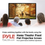 Pyle - PRJTPFL112 , Home and Office , Projector Screens - Accessories , Fixed Wall Mount Projector Screen - Universal Home/Office Projector Viewing Display (110’’ -inch)