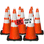 Pyle - PTCN28X8 , On the Road , Safety Barriers , 28" PVC Cone - 8 Pieces High Visibility Structurally Stable for Traffic, Parking, and Construction Safety (Orange)