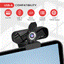 Pyle - PYWBCM4K , Home and Office , Cameras - Videocameras , 1080P Full HD Webcam with Built-in Microphone, Privacy Cover, and Rotatable Tripod - Plug and Play Widescreen USB Computer Web Camera for Desktop, PC, or Laptop