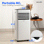 Pyle - SLPAC180W , Home and Office , Cooling Fans , Portable Air Conditioner - 8000 BTU Cooling Capacity (ASHRAE) Compact Home A/C Cooling Unit with Built-in Dehumidifier & Fan Modes, Includes Window Mount Kit (White)