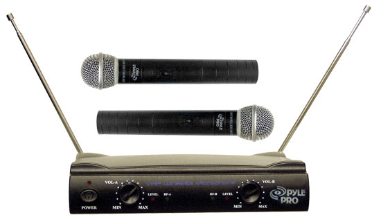 NEW 2 MIC VHF WIRELESS CORDLESS MICROPHONE SYSTEM  