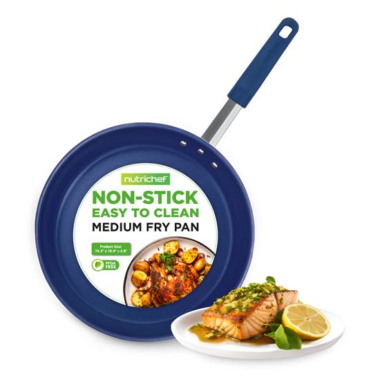 Pyle - NCFRYP10.5 , Kitchen & Cooking , Cookware & Bakeware , 10'' Medium Fry Pan - Non-stick Pan with Silicone Handle, Ceramic Coating Inside