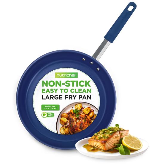 Pyle - NCFRYP12.5 , Kitchen & Cooking , Cookware & Bakeware , 12'' Large Fry Pan - Non-stick Pan with Silicone Handle, Ceramic Coating Inside