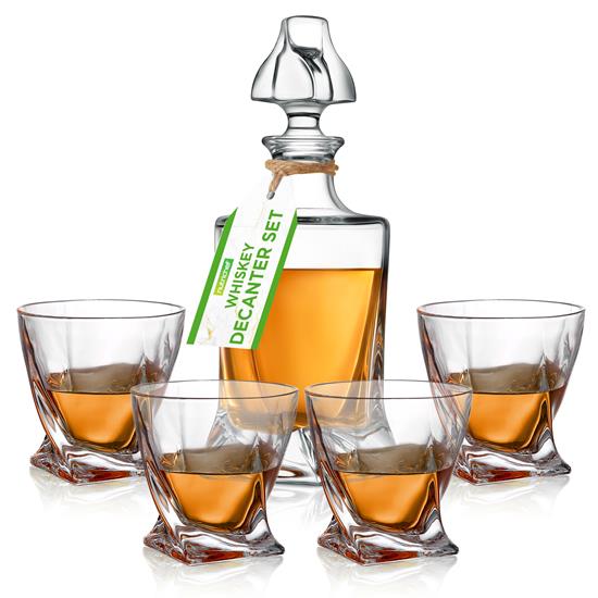 Pyle - NCGD4C981 , Home and Office , Storage - Organization , Home Bar Whiskey Decanter - Whiskey Glass Decanter Aerator Set with Whiskey Glasses, Elegant Decanter Design