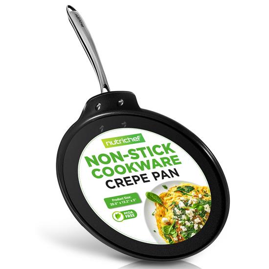 Pyle - NCHAC45 , Kitchen & Cooking , BBQ & Grilling , 12’’ Hard-Anodized Nonstick Crepe Pan - Dishwasher Safe Nonstick Round Crepe Pan