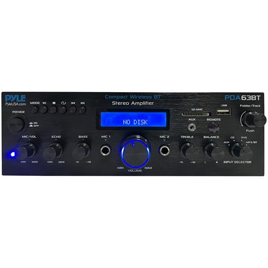 Pyle - PDA63BT , Sound and Recording , Amplifiers - Receivers , Wireless BT Streaming Amplifier, Multi-Channel 200Watt Power, Home Audio Receiver System with FM Radio, BT, USB/SD, AUX, RCA, Mic-in, BT&FM Antenna