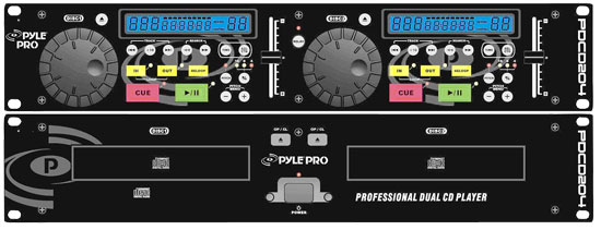 Pyle PDCD204 19 Rack Mount Professional Dual CD Player with Jog Dial