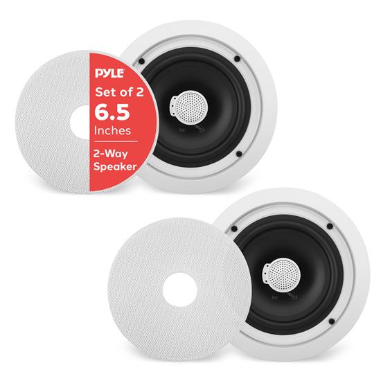 Pyle - PDIC60 , Sound and Recording , Home Speakers , In-Wall / In-Ceiling Dual 6.5-inch Speaker System, Directable Tweeter, 2-Way, Flush Mount, White