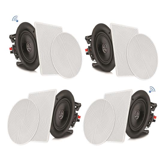 Pyle - PDICBT266 , Sound and Recording , Home Speakers , 6.5’’ Bluetooth Ceiling / Wall Speaker Kit, (4) Flush Mount 2-Way Home Speakers, 200 Watt (4 Speakers)