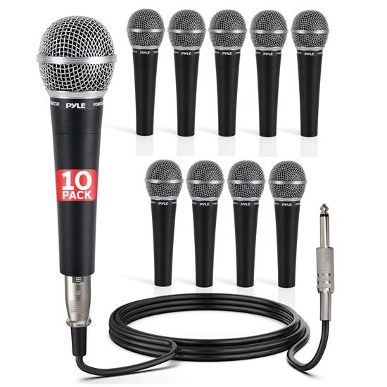 Pyle - PDMIC58X10 , Musical Instruments , Microphones - Headsets , Sound and Recording , Microphones - Headsets , 10 Pcs. Professional Moving Coil Microphone, Dynamic Handheld Mic with 15' ft. XLR Cable