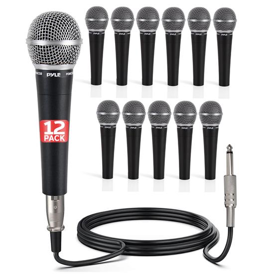 Pyle - PDMIC58X12 , Musical Instruments , Microphones - Headsets , Sound and Recording , Microphones - Headsets , 12 Pcs. Professional Moving Coil Microphone, Dynamic Handheld Mic with 15' ft. XLR Cable