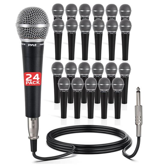 Pyle - PDMIC58X24 , Musical Instruments , Microphones - Headsets , Sound and Recording , Microphones - Headsets , 24 Pcs. Professional Moving Coil Microphone, Dynamic Handheld Mic with 15' ft. XLR Cable