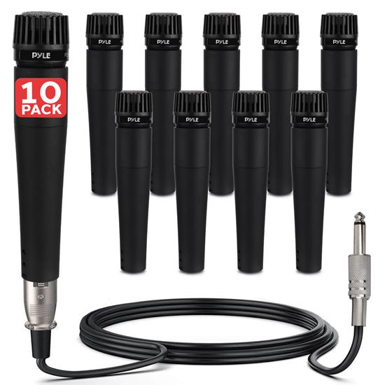 Pyle - PDMIC78X10 , Musical Instruments , Microphones - Headsets , Sound and Recording , Microphones - Headsets , 10 Pcs. Professional Moving Coil Microphone, Dynamic Handheld Mic with 15' ft. XLR Cable