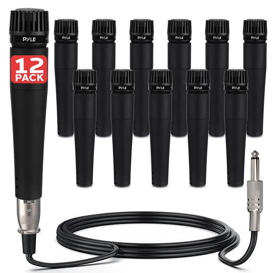 Pyle - PDMIC78X12 , Musical Instruments , Microphones - Headsets , Sound and Recording , Microphones - Headsets , 12 Pcs. Professional Moving Coil Microphone, Dynamic Handheld Mic with 15' ft. XLR Cable