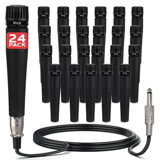 Pyle - PDMIC78X24 , Musical Instruments , Microphones - Headsets , Sound and Recording , Microphones - Headsets , 24 Pcs. Professional Moving Coil Microphone, Dynamic Handheld Mic with 15' ft. XLR Cable