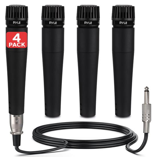 Pyle - PDMIC78X4 , Musical Instruments , Microphones - Headsets , Sound and Recording , Microphones - Headsets , 4 Pcs. Professional Moving Coil Microphone, Dynamic Handheld Mic with 15' ft. XLR Cable