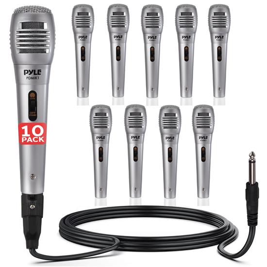 Pyle - PDMIK1X10 , Musical Instruments , Microphones - Headsets , Sound and Recording , Microphones - Headsets , 10 Pcs. Dynamic Microphone, Professional Moving Coil Handheld Mic with 6.5' ft. XLR Cable