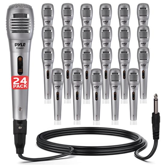 Pyle - PDMIK1X24 , Musical Instruments , Microphones - Headsets , Sound and Recording , Microphones - Headsets , 24 Pcs. Dynamic Microphone, Professional Moving Coil Handheld Mic with 6.5' ft. XLR Cable