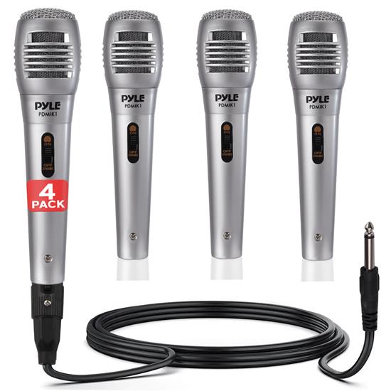 Pyle - PDMIK1X4 , Musical Instruments , Microphones - Headsets , Sound and Recording , Microphones - Headsets , 4 Pcs. Dynamic Microphone, Professional Moving Coil Handheld Mic with 6.5' ft. XLR Cable