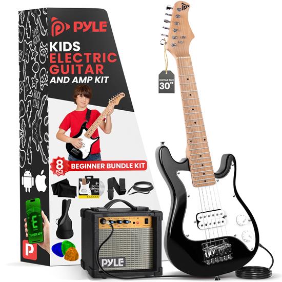 Pyle - PEGKT30 , Musical Instruments , Guitars , 6-String Kids Electric Guitar Kit- Includes Amplifier with Accessory Kit (Black)