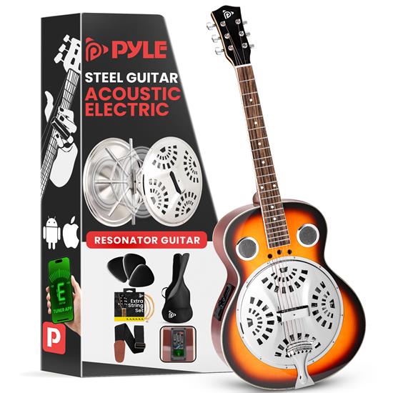 Pyle - PGA500BR , Musical Instruments , String & Wind Instruments , 6-String Acoustic Resonator Guitar, Full Scale Resophonic, Accessory Kit Included