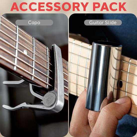 Pyle - PGA500SLD , Musical Instruments , Instrument Accessories , Guitar Slide and Guitar Capo - Premium Zinc Metal Capo & Steel Slide For Acoustic Guitar