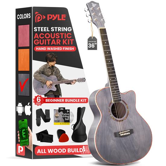 Pyle - PGA550CAB , Musical Instruments , String & Wind Instruments , Beginners 6-String Acoustic Guitar - 36" Cutaway Body with Accessory Kit