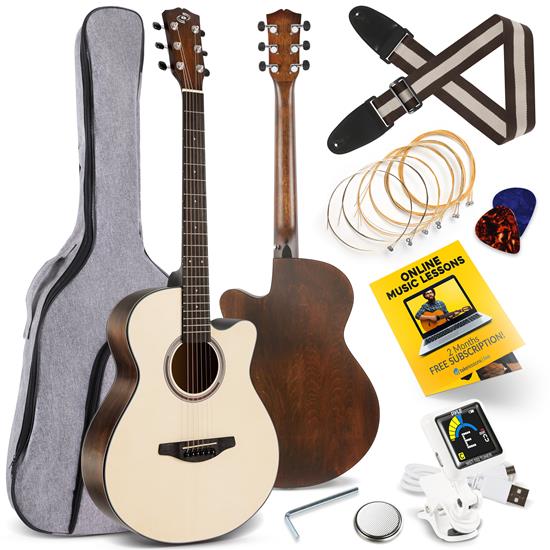 Pyle - PGA817 , Musical Instruments , 40'' Inch   6-String Acoustic Guitar - Guitar with Digital Tuner & Accessory Kit (Nature color, matt finish)