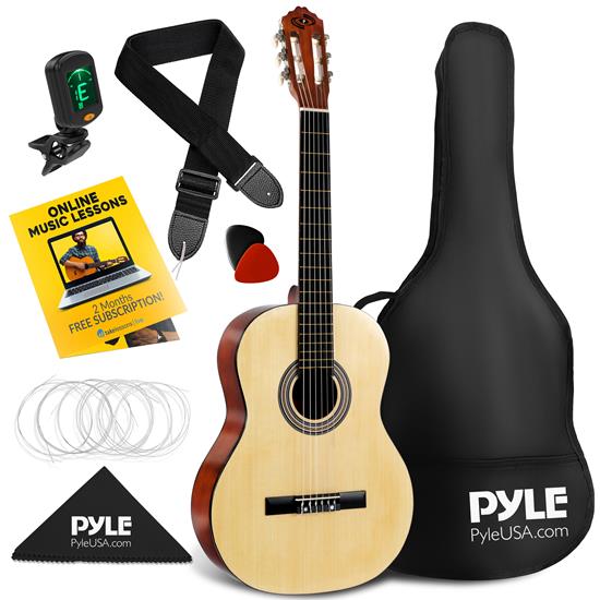 Pyle - PGACLS90.5 , Musical Instruments , 39'' -Inch 6-String Classical Guitar - Guitar with Digital Tuner & Accessory Kit, (nature color)