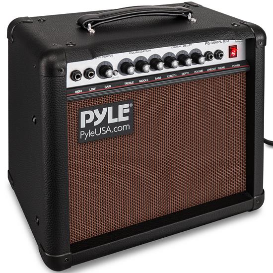 Pyle - PGTAMPL100 , Sound and Recording , Amplifiers - Receivers , Portable Electronic Guitar Amplifier - 8'' High-Definition Speaker with Volume, Bass, Middle and Treble Controls