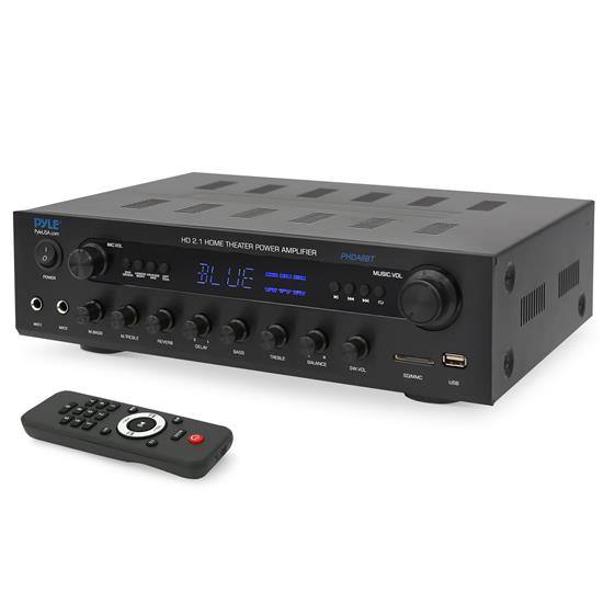 Pyle - PHDA6BT , Sound and Recording , Amplifiers - Receivers , 400 Watt Power Bluetooth Stereo Amplifier Receiver - 3.5 mm Input, Optical, Phono, Coaxial, FM Radio, USB & SD Memory Card Readers with Digital LED Display and Microphone Inputs