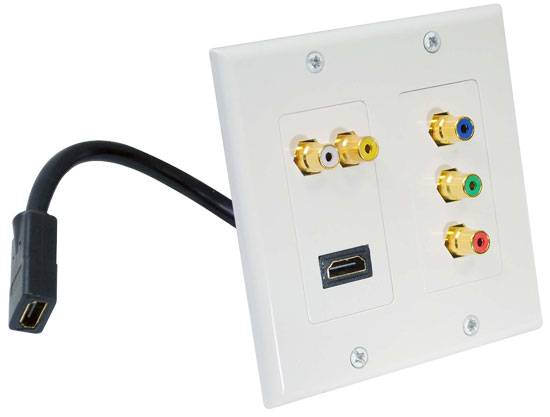 Pyle - PHDK1 , Home and Office , Wall Plates - In-Wall Control , Dual HDMI + 2 RCA + 3 RCA Wall plate W/Back  Pigtail Plug For Easy Intallation