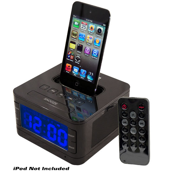 Pyle - PICL52B , Sports and Outdoors , Portable Speakers - Boom Boxes , Radio Alarm Clock Speaker SystemFor iPod (Black Color)