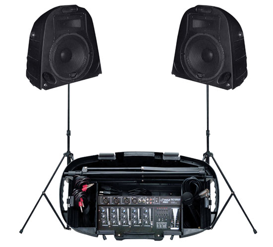 Pyle - PK10MXA , Misc , 10'' 150 Watt Collapsible Powered DJ System w/ Hard Rolling Case & Microphone